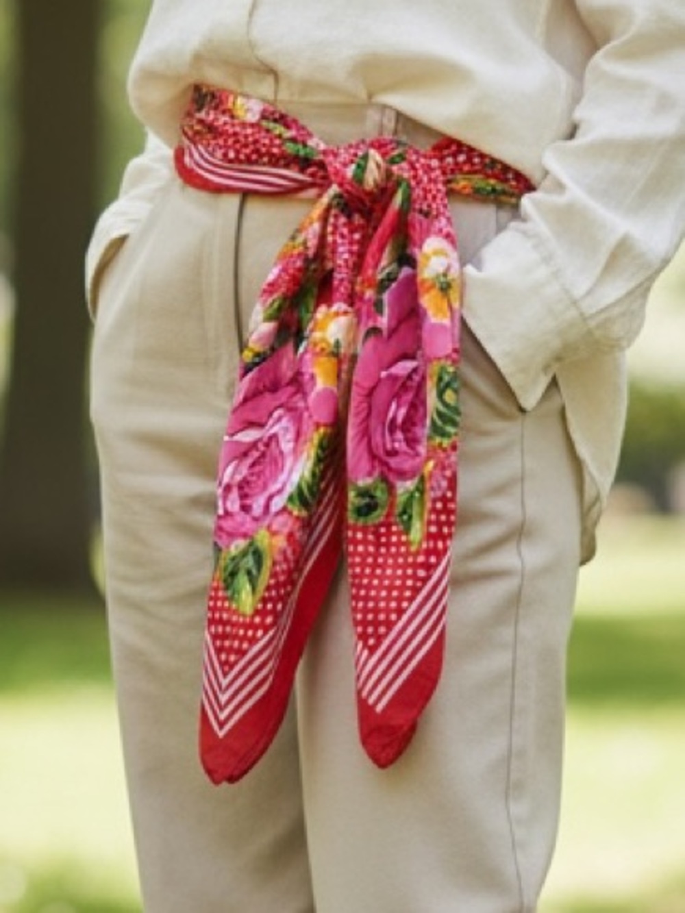 VNT 70s Glentex Floral Polka Dot Square Scarf - Made in Italy